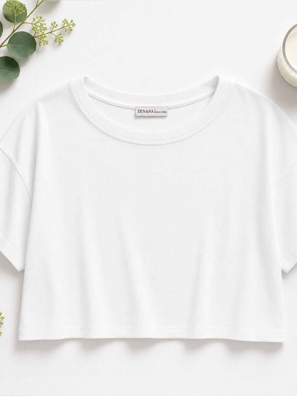 NEW! Zenana White Cropped Tee Size S, M Soft Everyday Basic